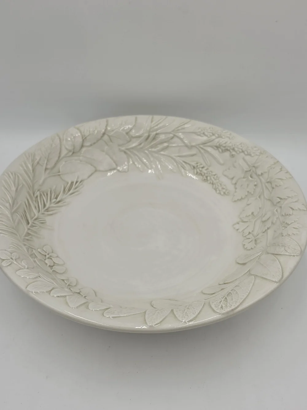Williams-Sonoma White Herb Ceramic Bowl with Black Logo